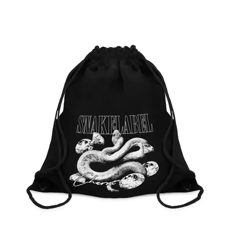 Snake Drawstring Bag with Zipper Pocket & Durable Polyester Build