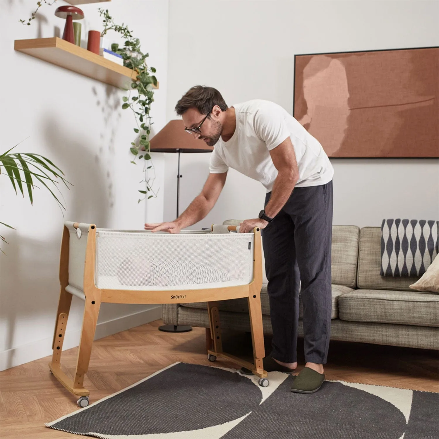 SnuzPod Studio Bedside Crib in Stockholm Natural