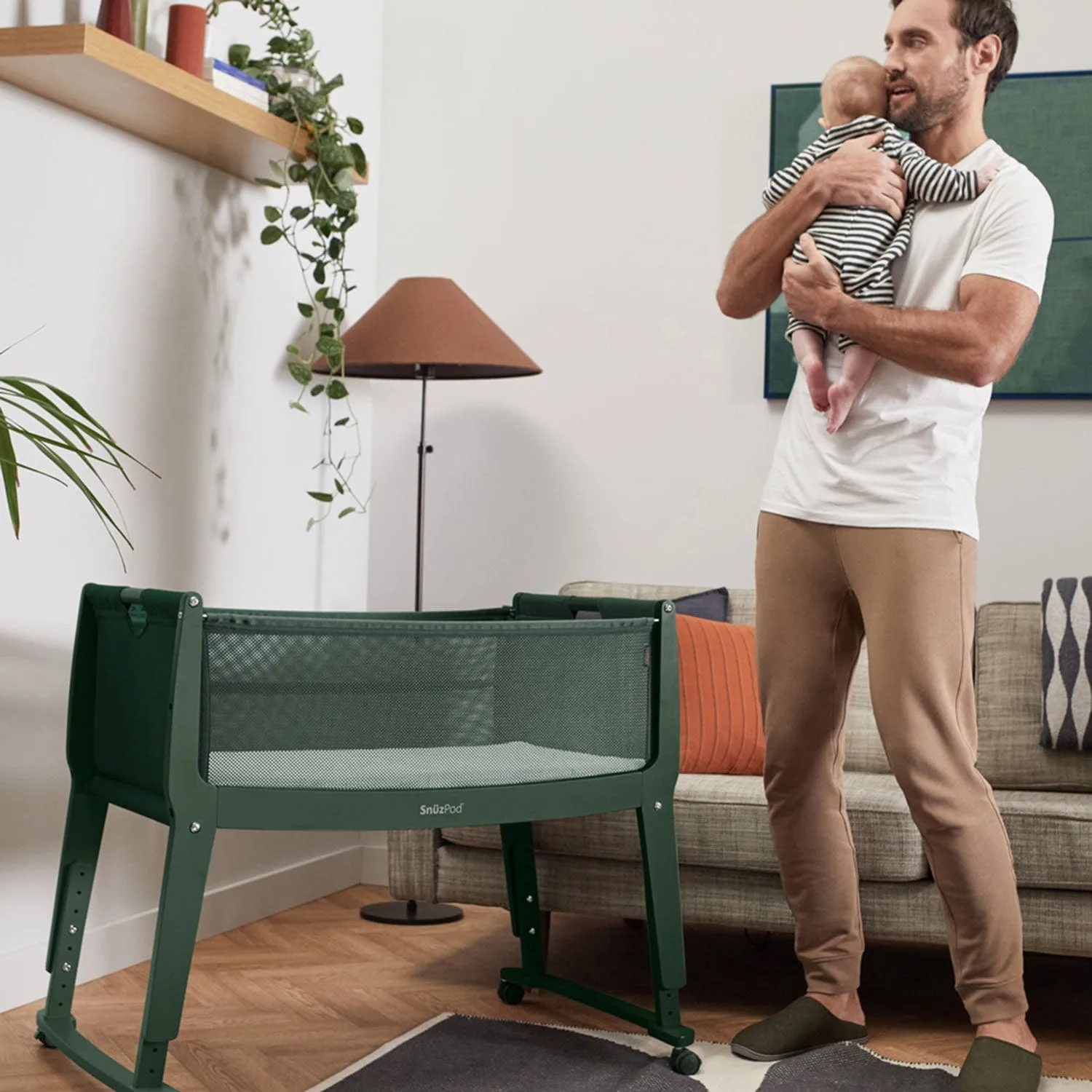 SnuzPod4 Studio Bedside Crib  - Berlin Green
