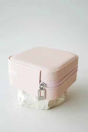 Square Jewellery Travel Case Pink