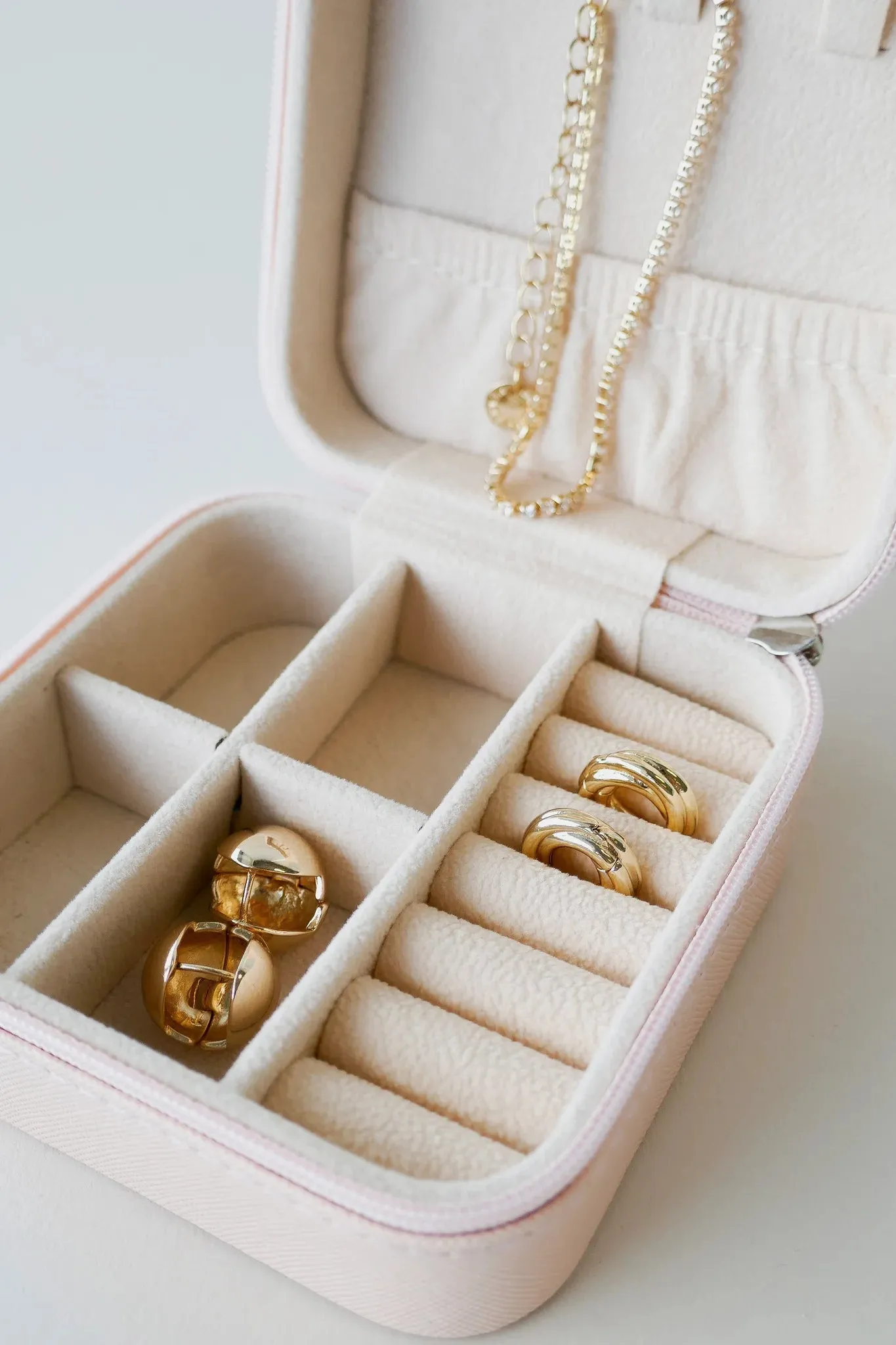Square Jewellery Travel Case Pink