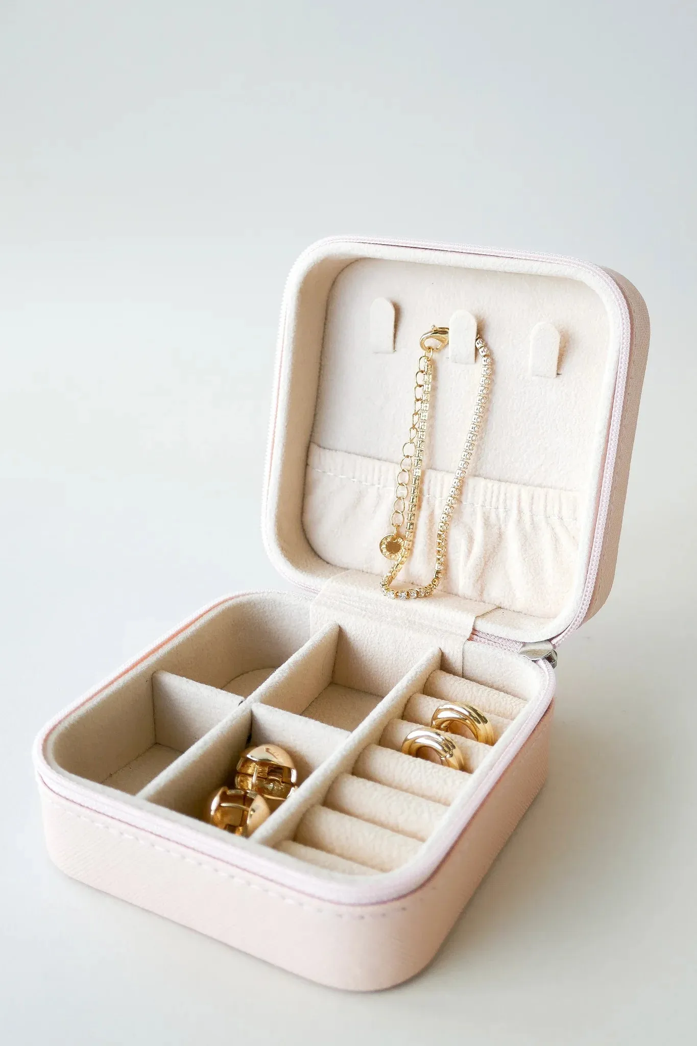 Square Jewellery Travel Case Pink