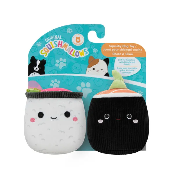 Squishmallows Squeaky Plush Sushi Shozo & Shun Black & White 2 pk Dog Toys