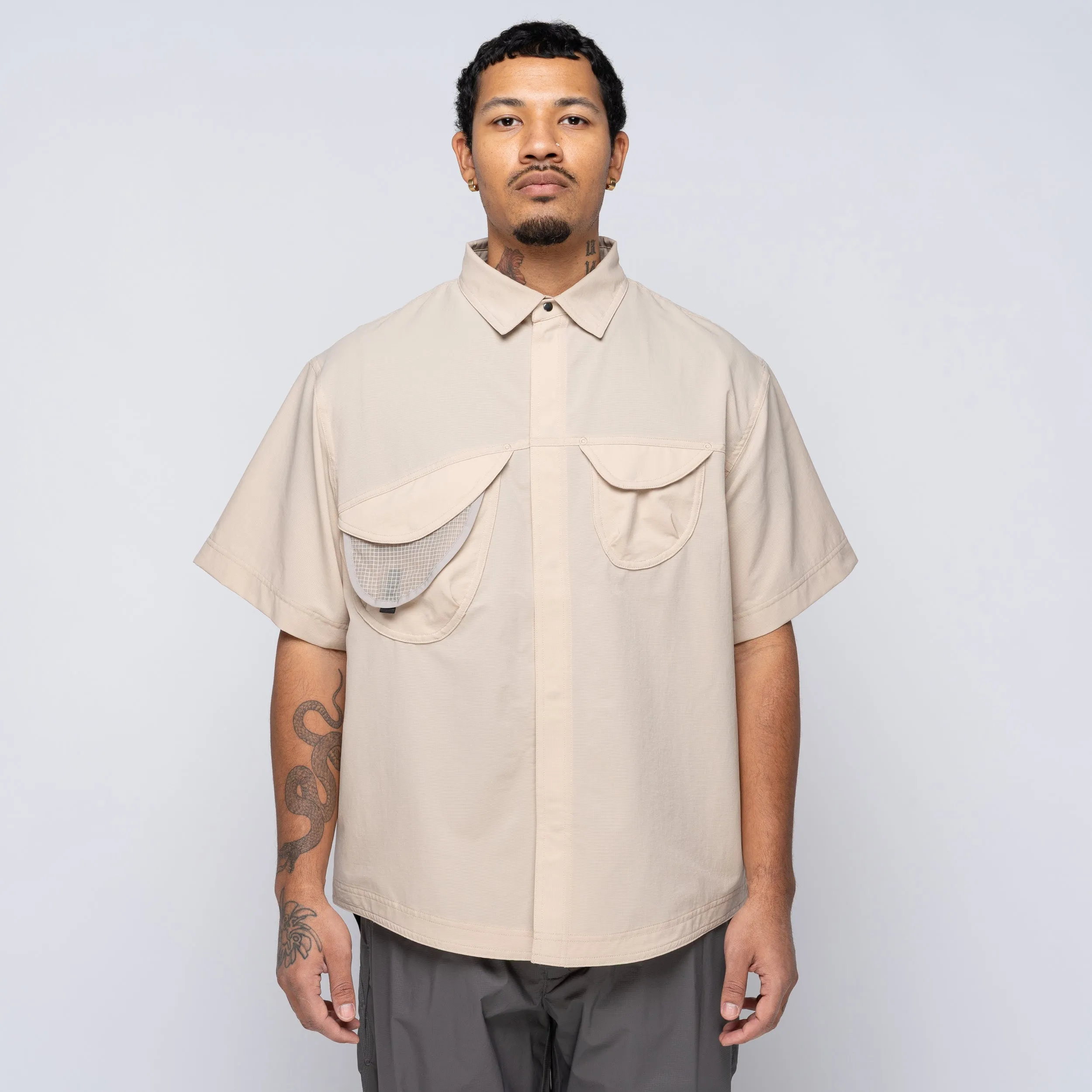 S/S Asymmetric Camp Shirt Silica GZ55103