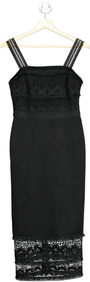 STAR by Julien Macdonald Black Crochet Detail Dress UK 8