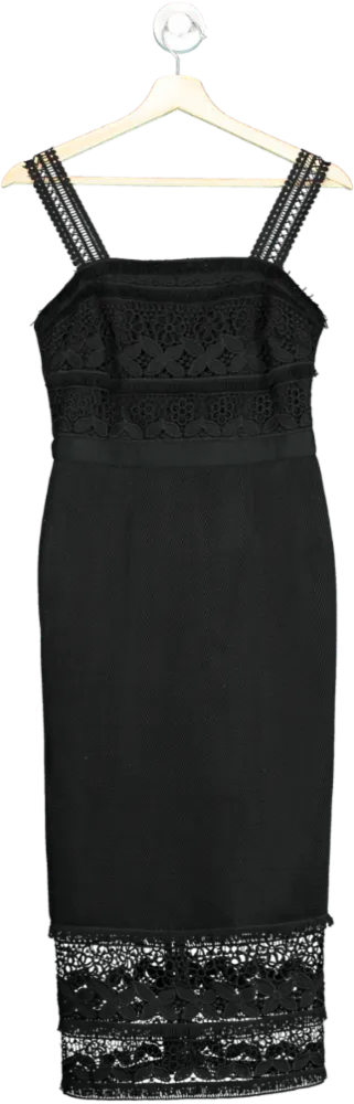 STAR by Julien Macdonald Black Crochet Detail Dress UK 8