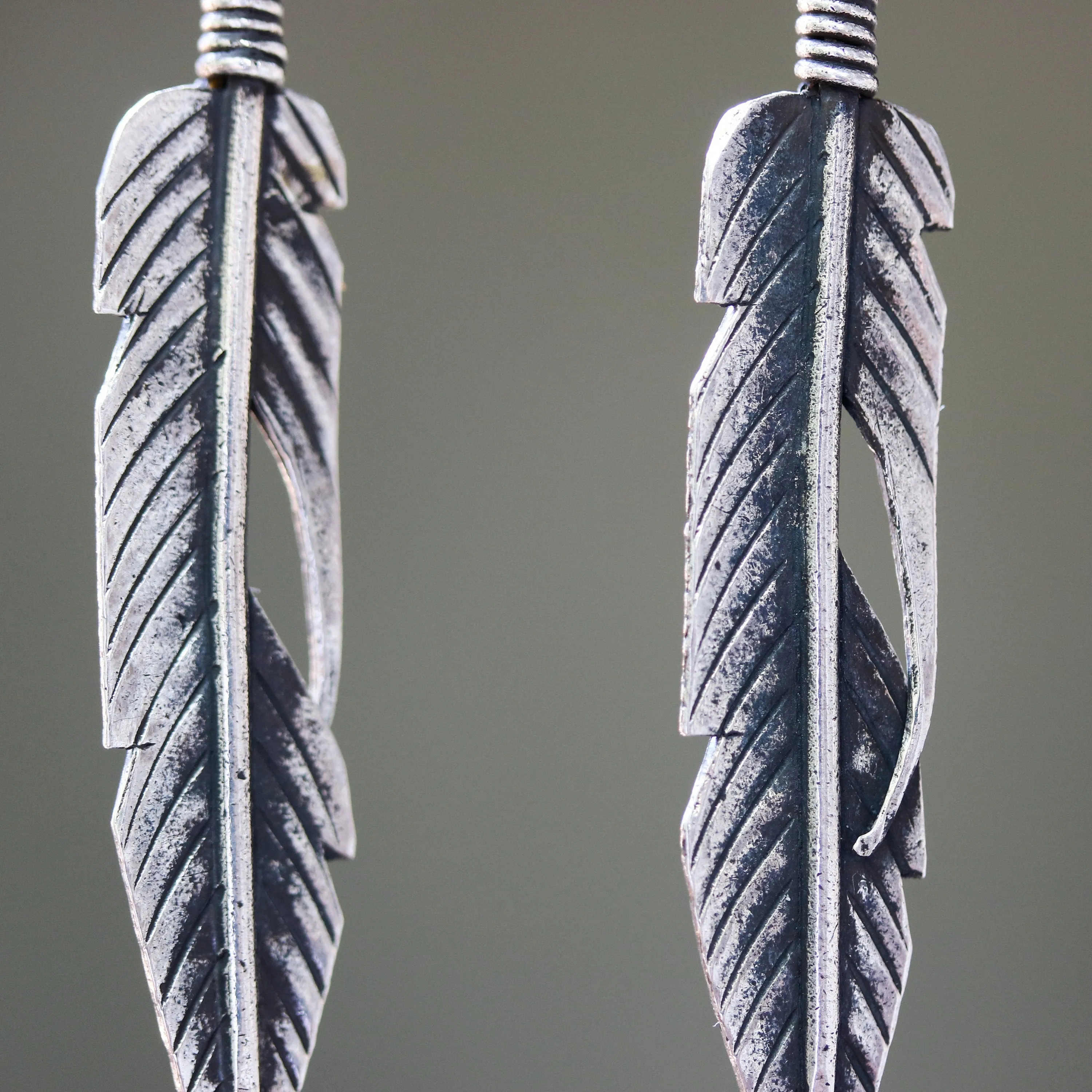 Sterling silver leaf earrings with oxidized on sterling silver post style