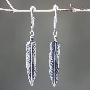 Sterling silver leaf earrings with oxidized on sterling silver post style