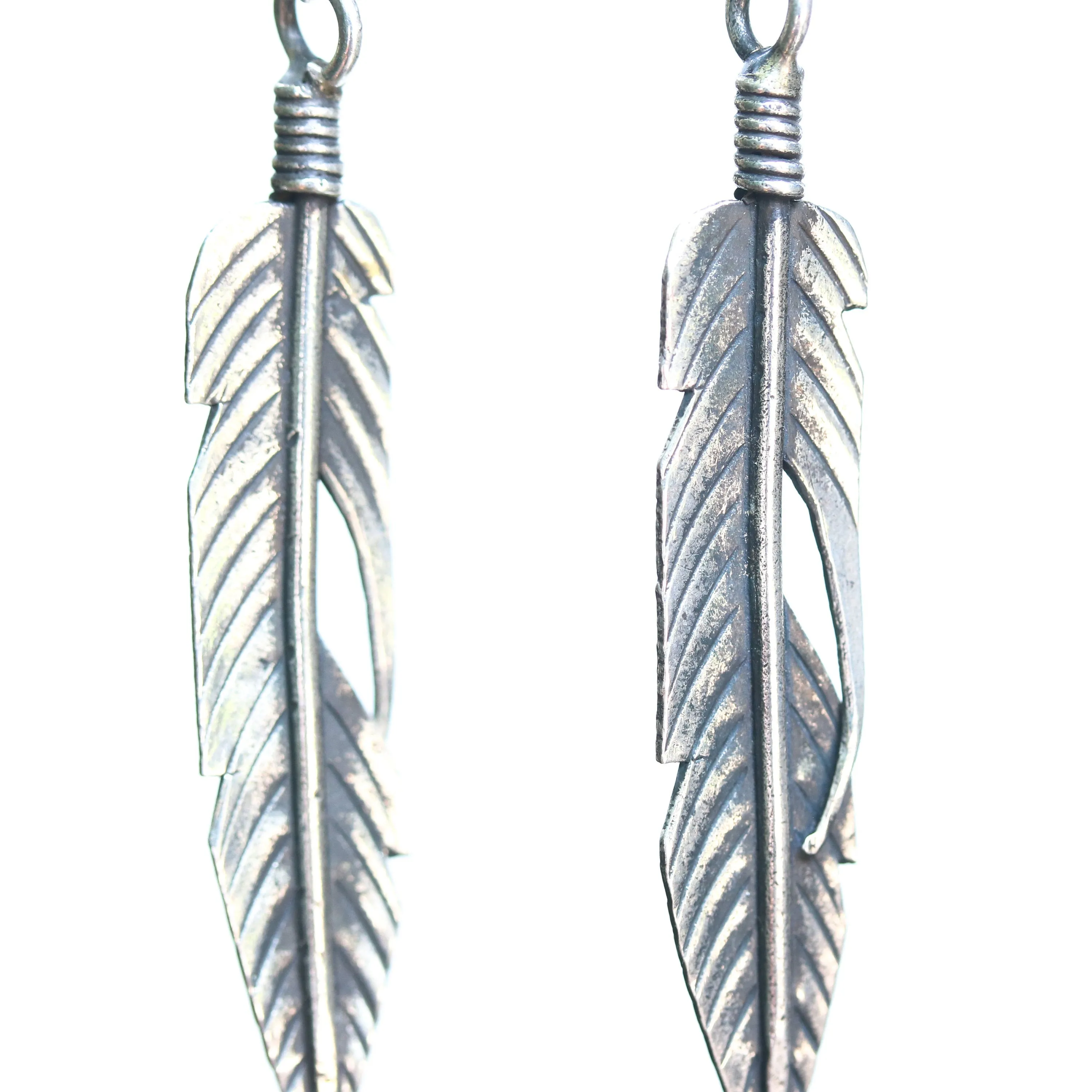Sterling silver leaf earrings with oxidized on sterling silver post style