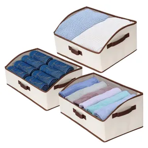 StorageWorks Storage Bins, Fabric storage Baskets, Foldable Closet Organizer Trapezoid Storage Box By, Bamboo Style, Dark Brown, EX-Jumbo, 3-Pack