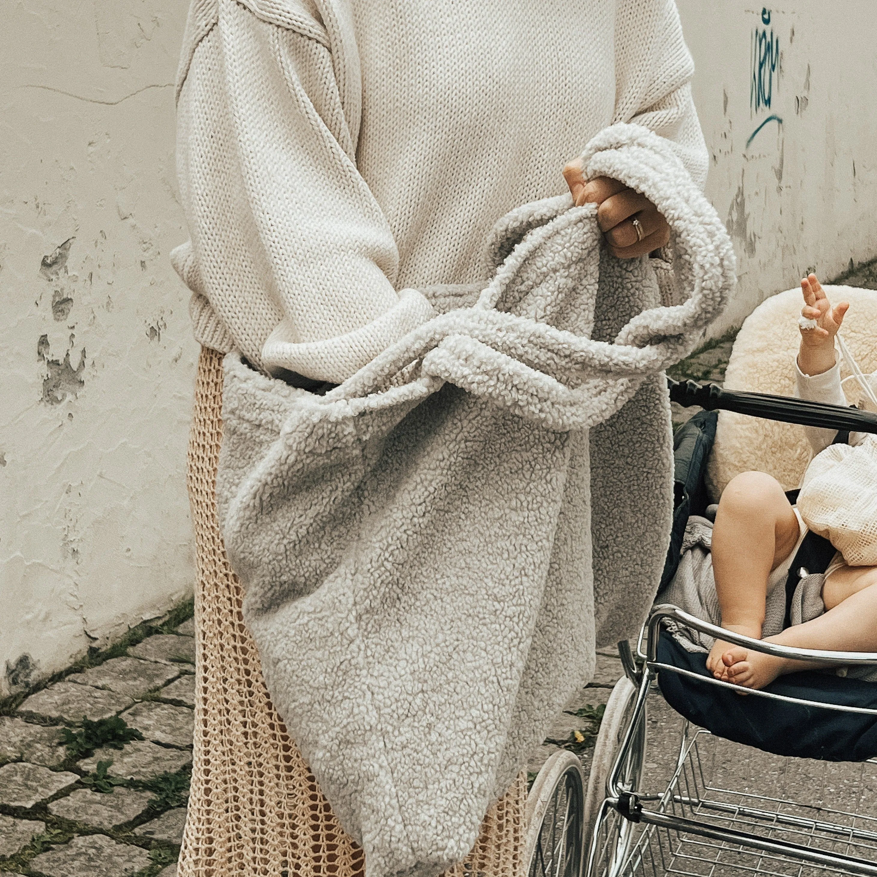 Studio Noos Oversize Mama Stroller Bag (Light Grey Teddy)