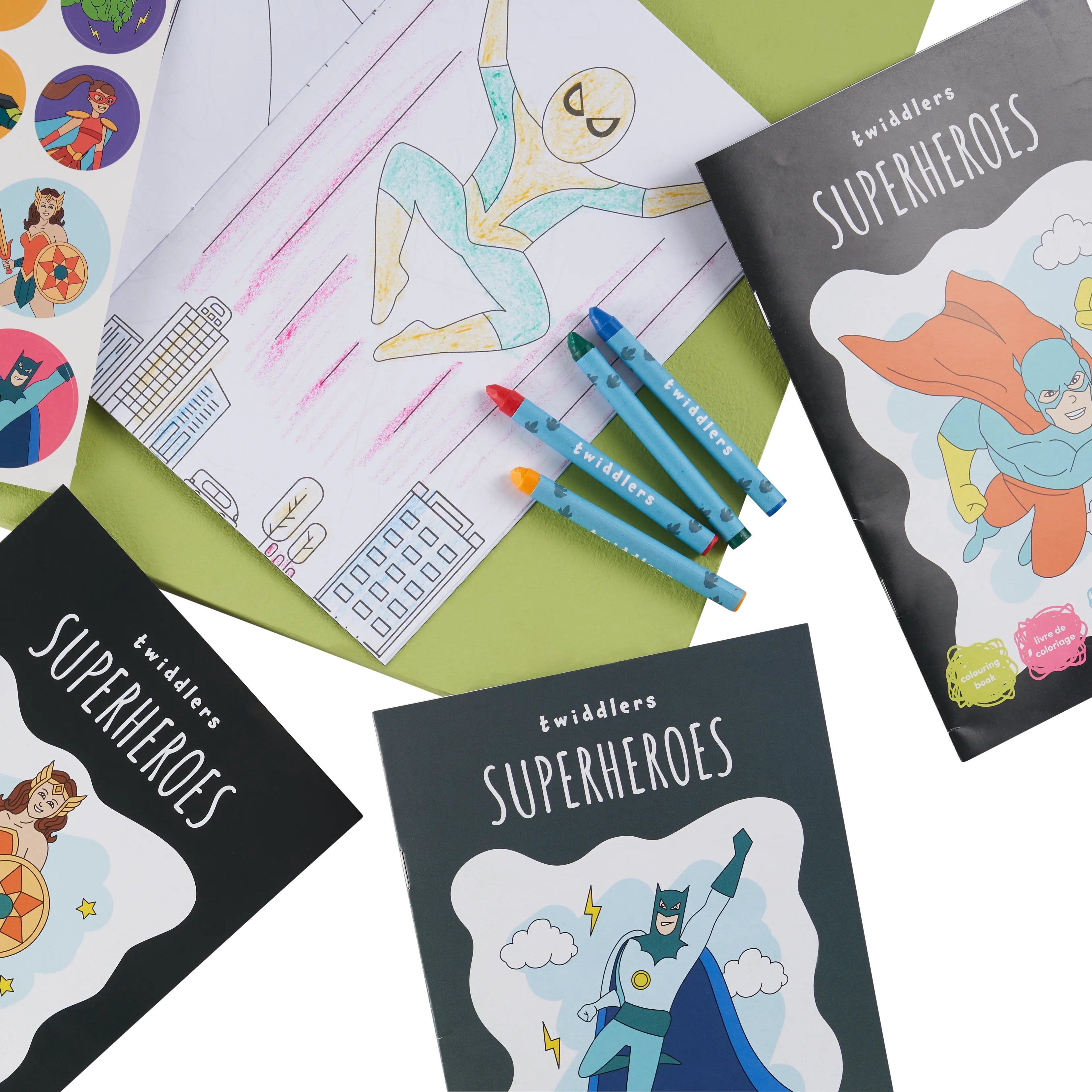 Superhero Colouring Books with Crayons & Stickers