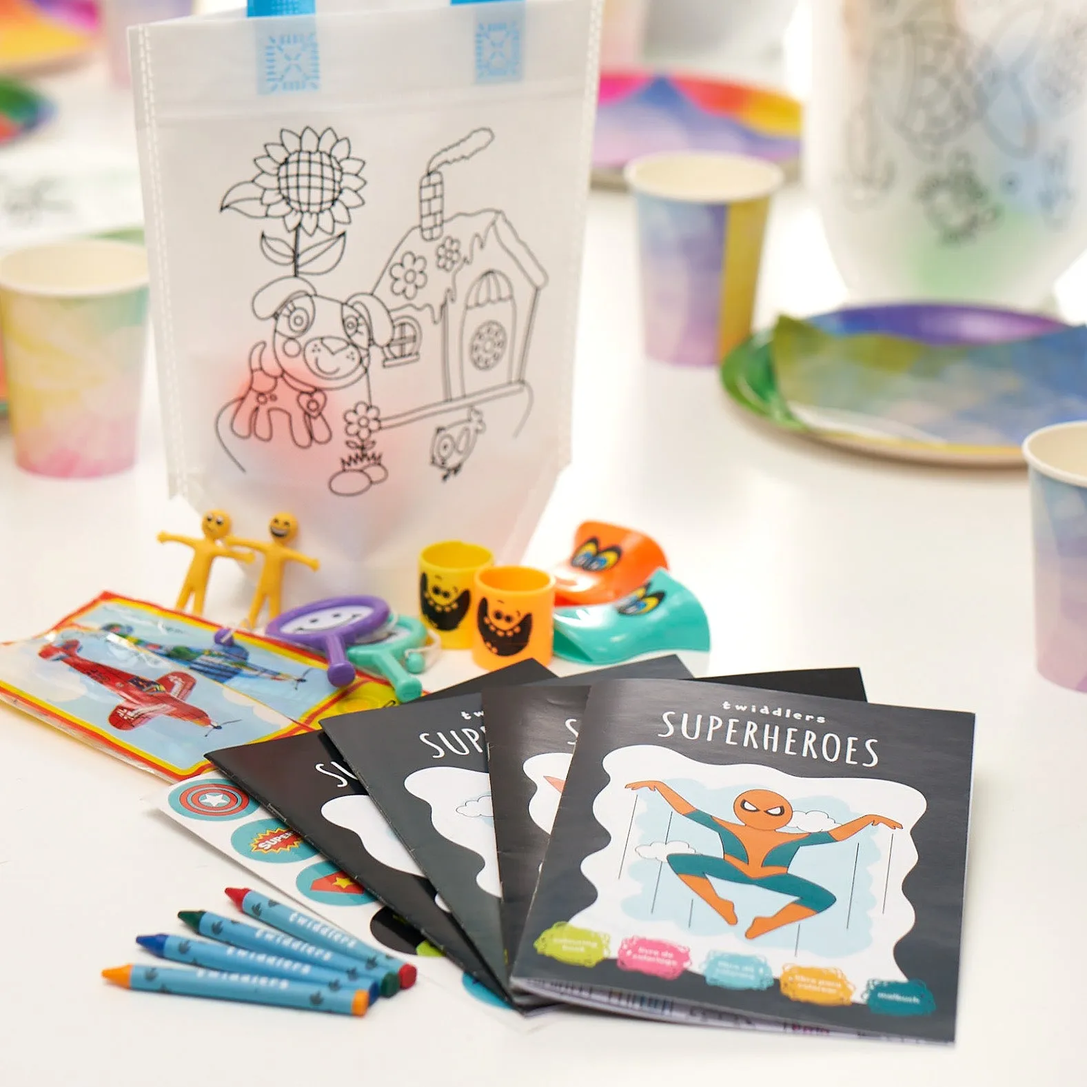 Superhero Colouring Books with Crayons & Stickers