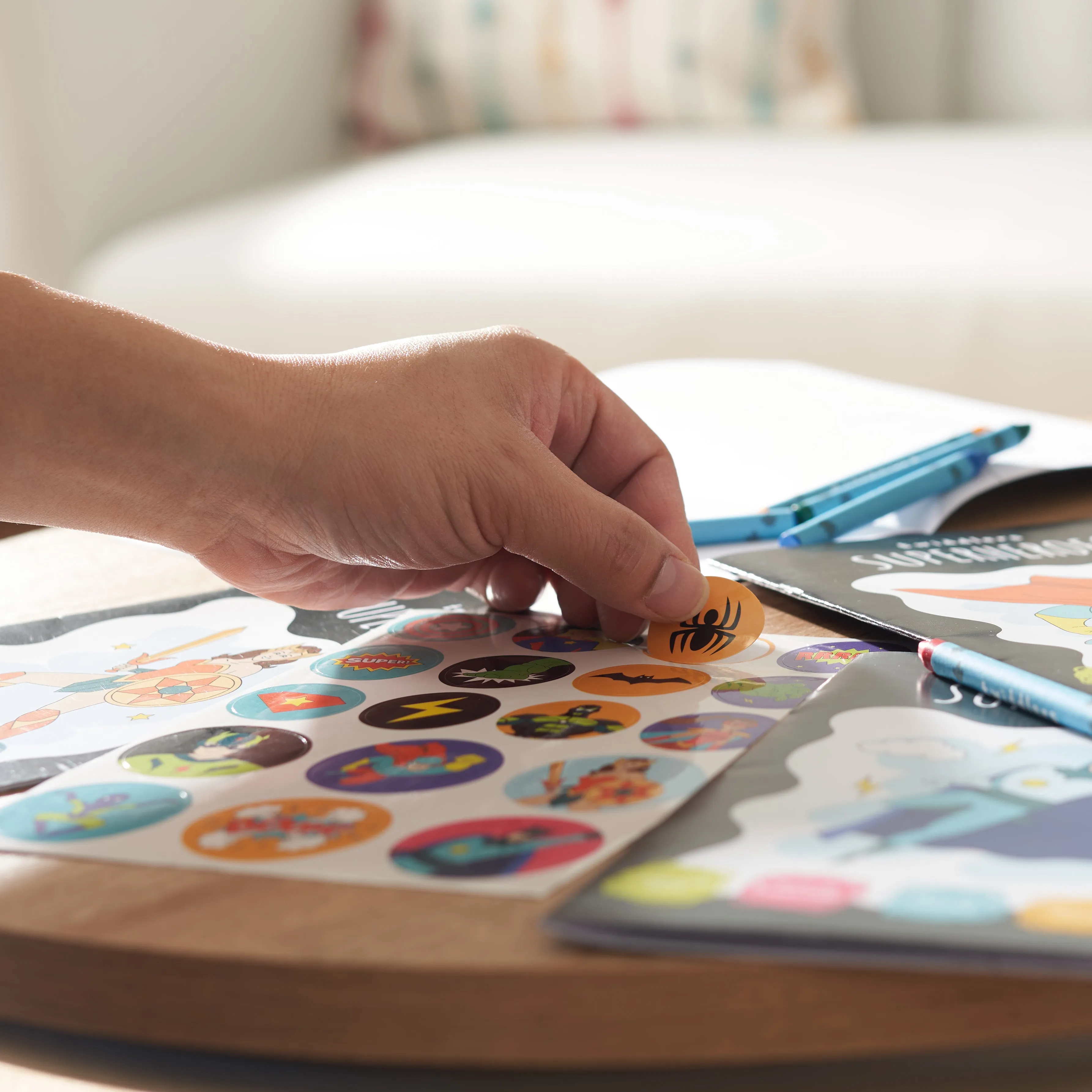 Superhero Colouring Books with Crayons & Stickers