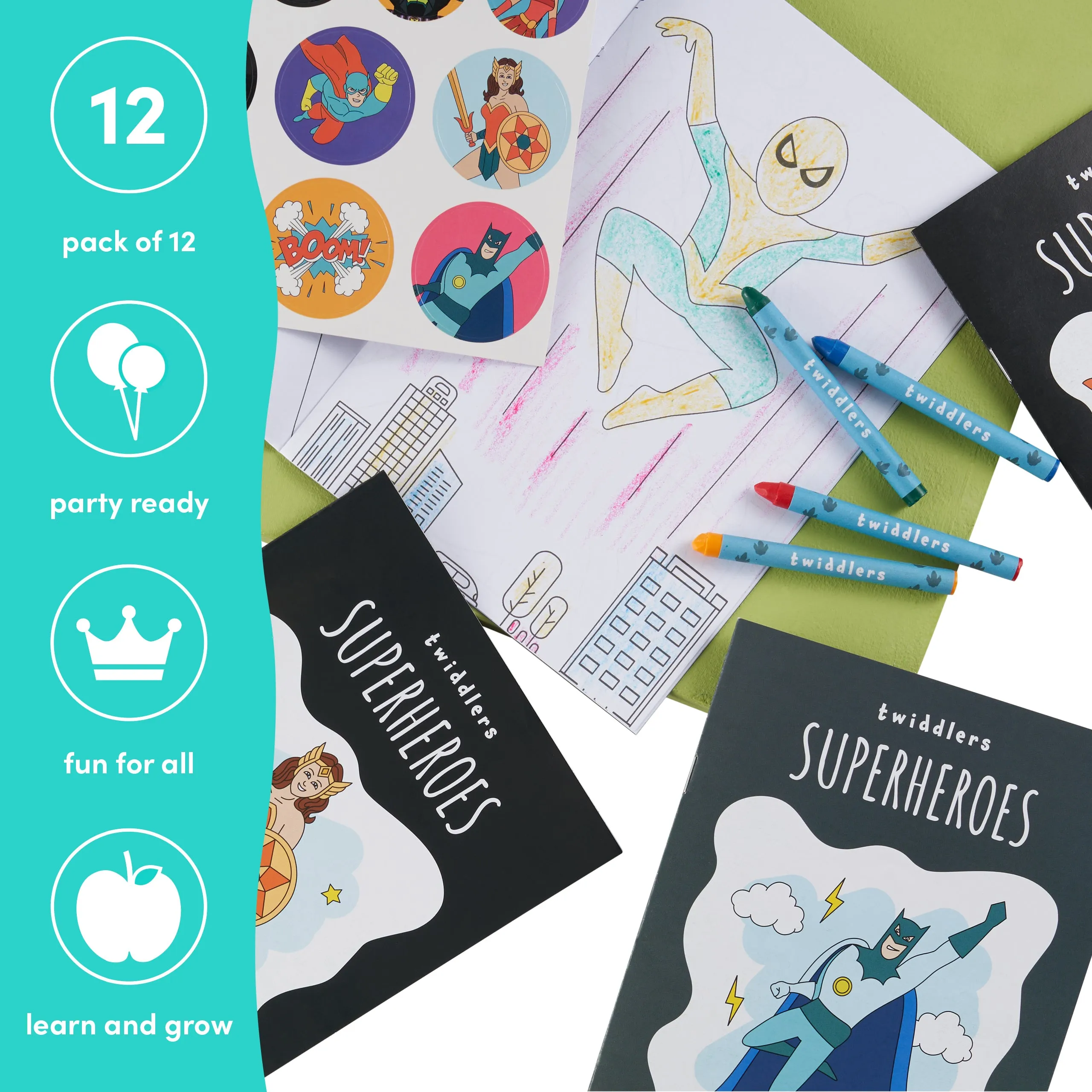 Superhero Colouring Books with Crayons & Stickers