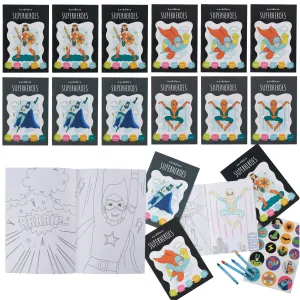 Superhero Colouring Books with Crayons & Stickers
