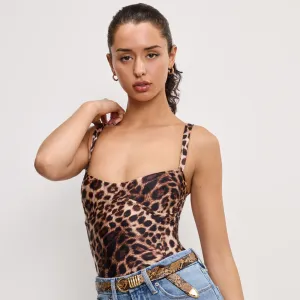 Sweetheart Scuba Tank Bodysuit in Fierce Leopard