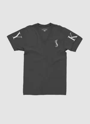 SYKE SLEEVES V NECK BLACKTSHIRT