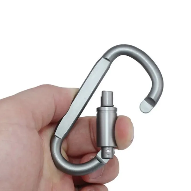 Tactical Steel D-Shape Carabiner Keychain Clip - Durable Multi-Use Hook for Outdoor Camping Gear, 80mm