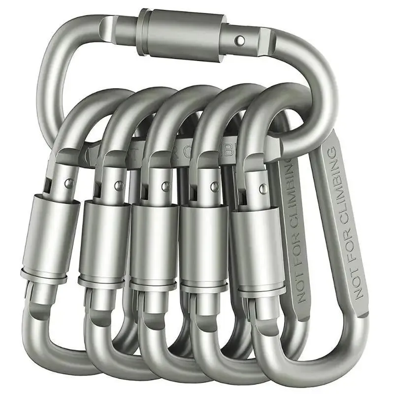 Tactical Steel D-Shape Carabiner Keychain Clip - Durable Multi-Use Hook for Outdoor Camping Gear, 80mm