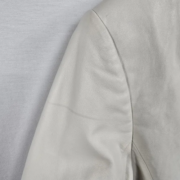 Talbots Ivory Leather Snap Front Jacket Size 4