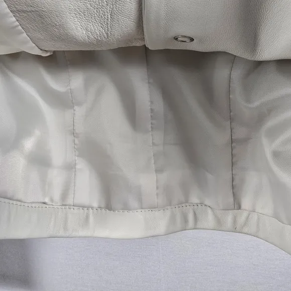 Talbots Ivory Leather Snap Front Jacket Size 4