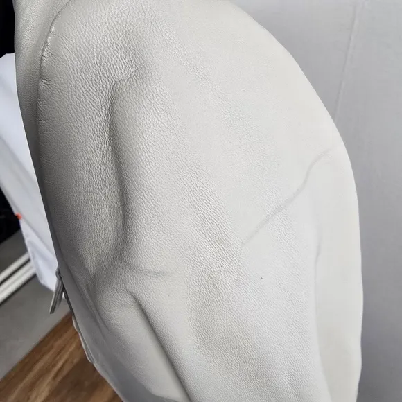 Talbots Ivory Leather Snap Front Jacket Size 4