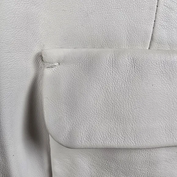 Talbots Ivory Leather Snap Front Jacket Size 4