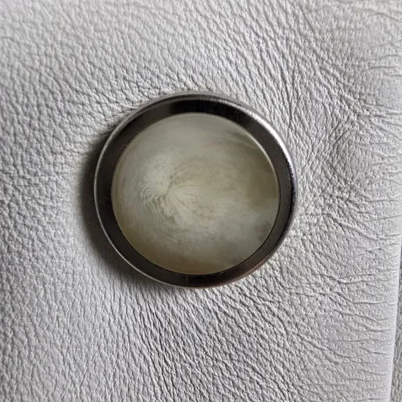 Talbots Ivory Leather Snap Front Jacket Size 4