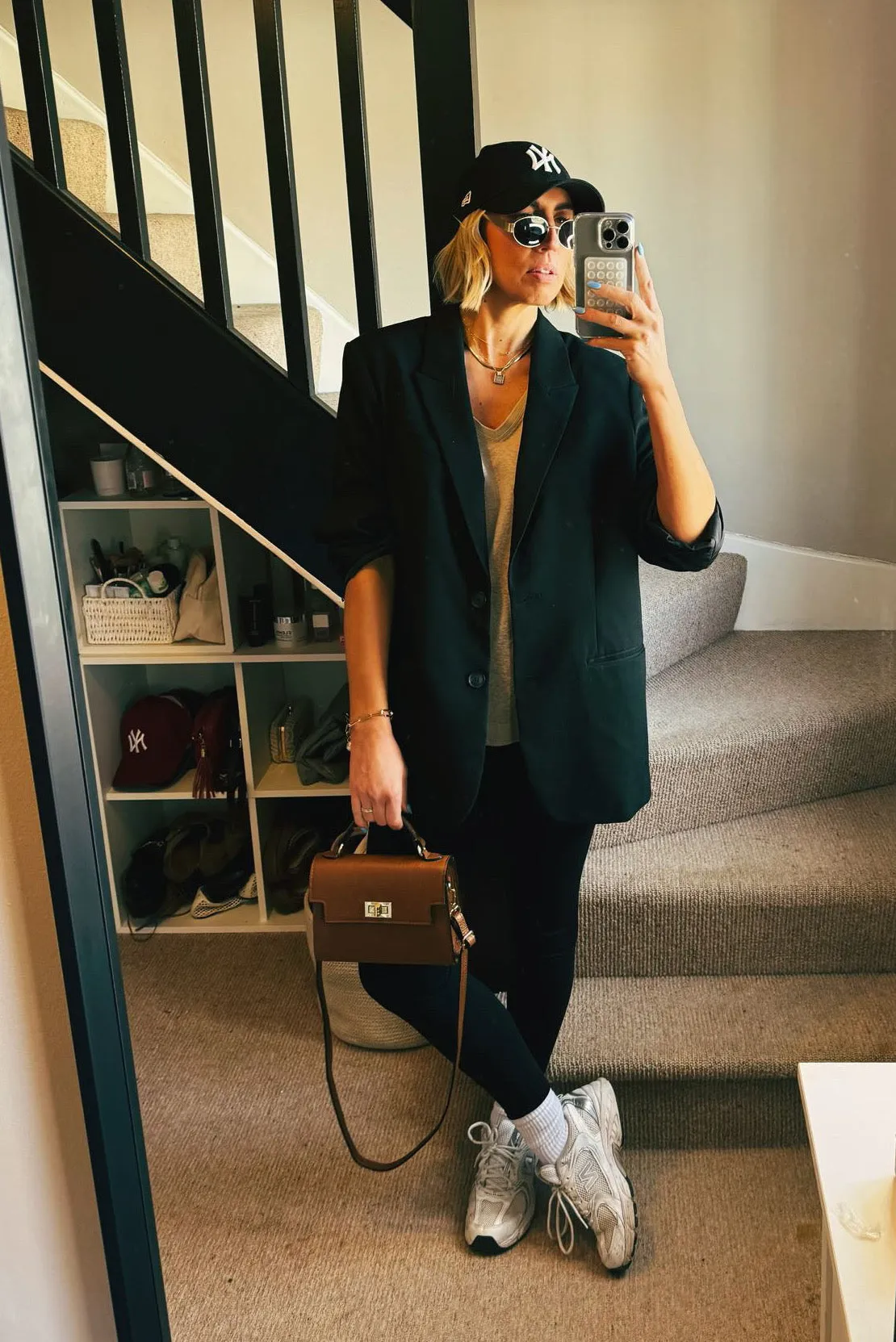 Tan Leather Box Crossbody Bag