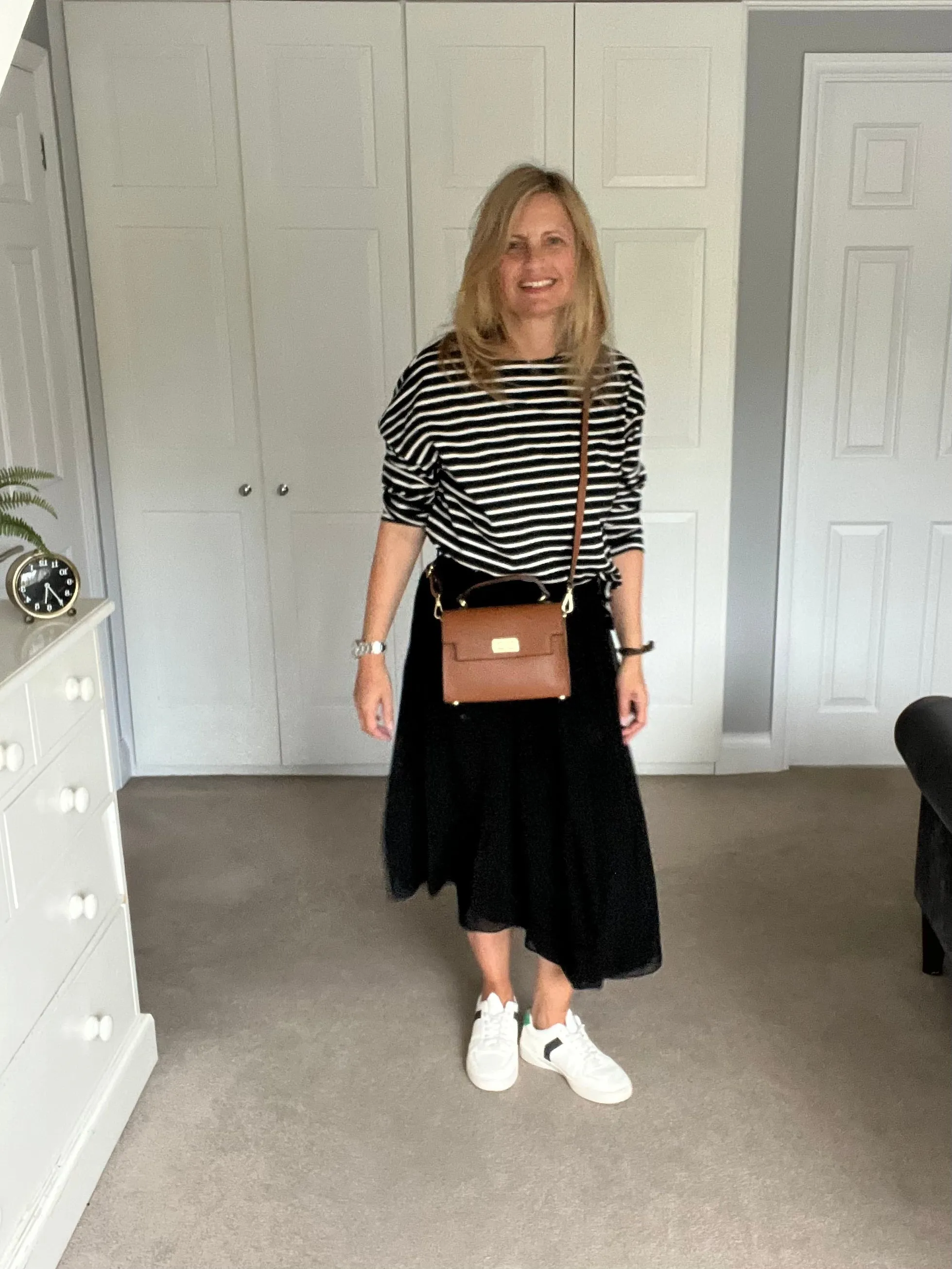 Tan Leather Box Crossbody Bag