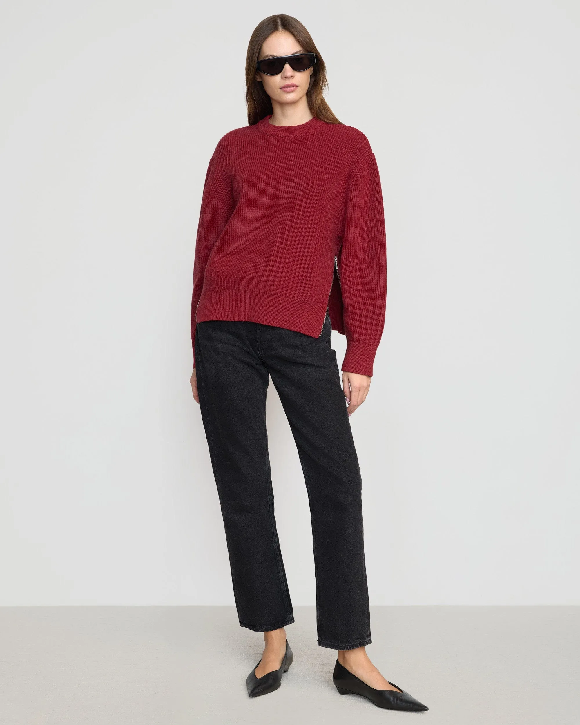 Tate Organic Cotton Side-Zip Sweater