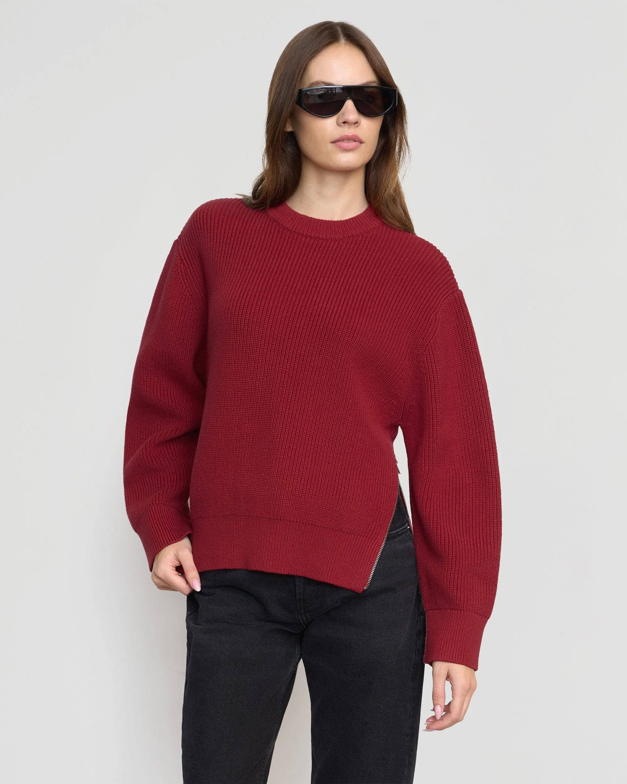 Tate Organic Cotton Side-Zip Sweater
