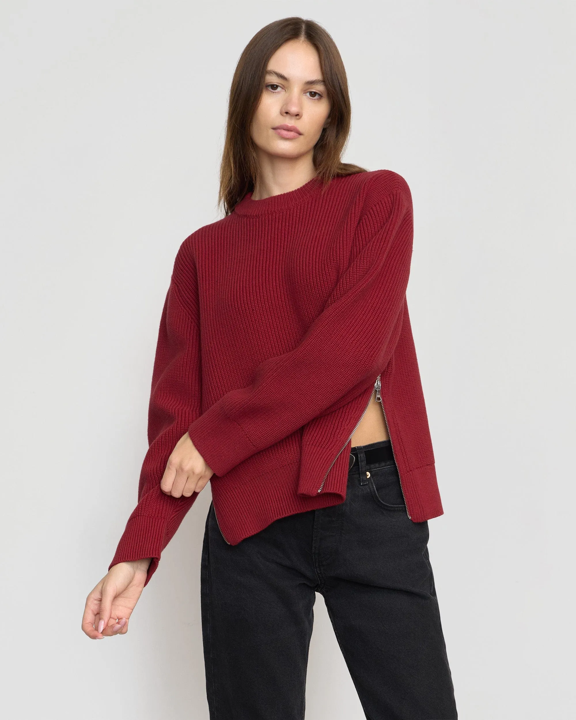 Tate Organic Cotton Side-Zip Sweater
