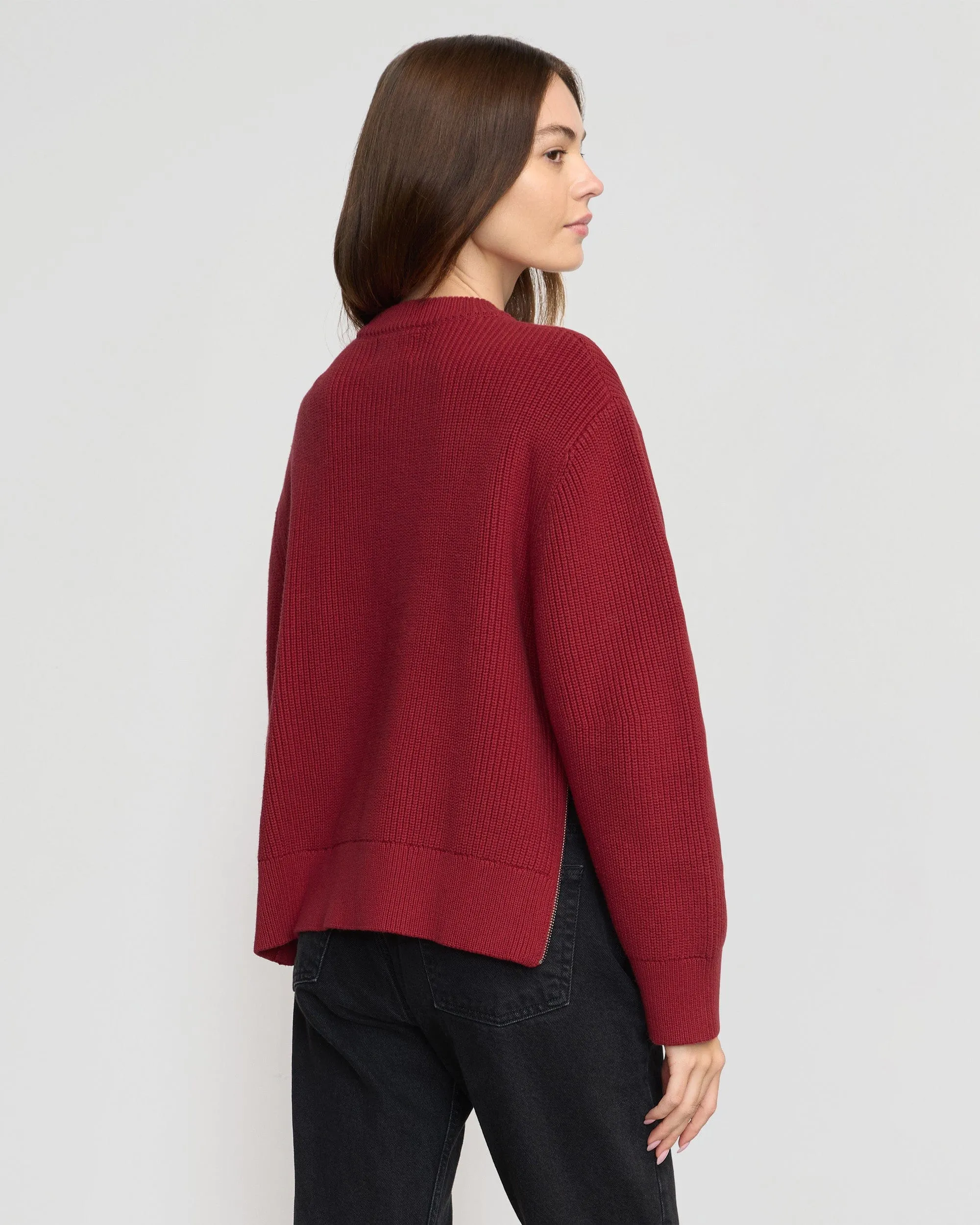 Tate Organic Cotton Side-Zip Sweater