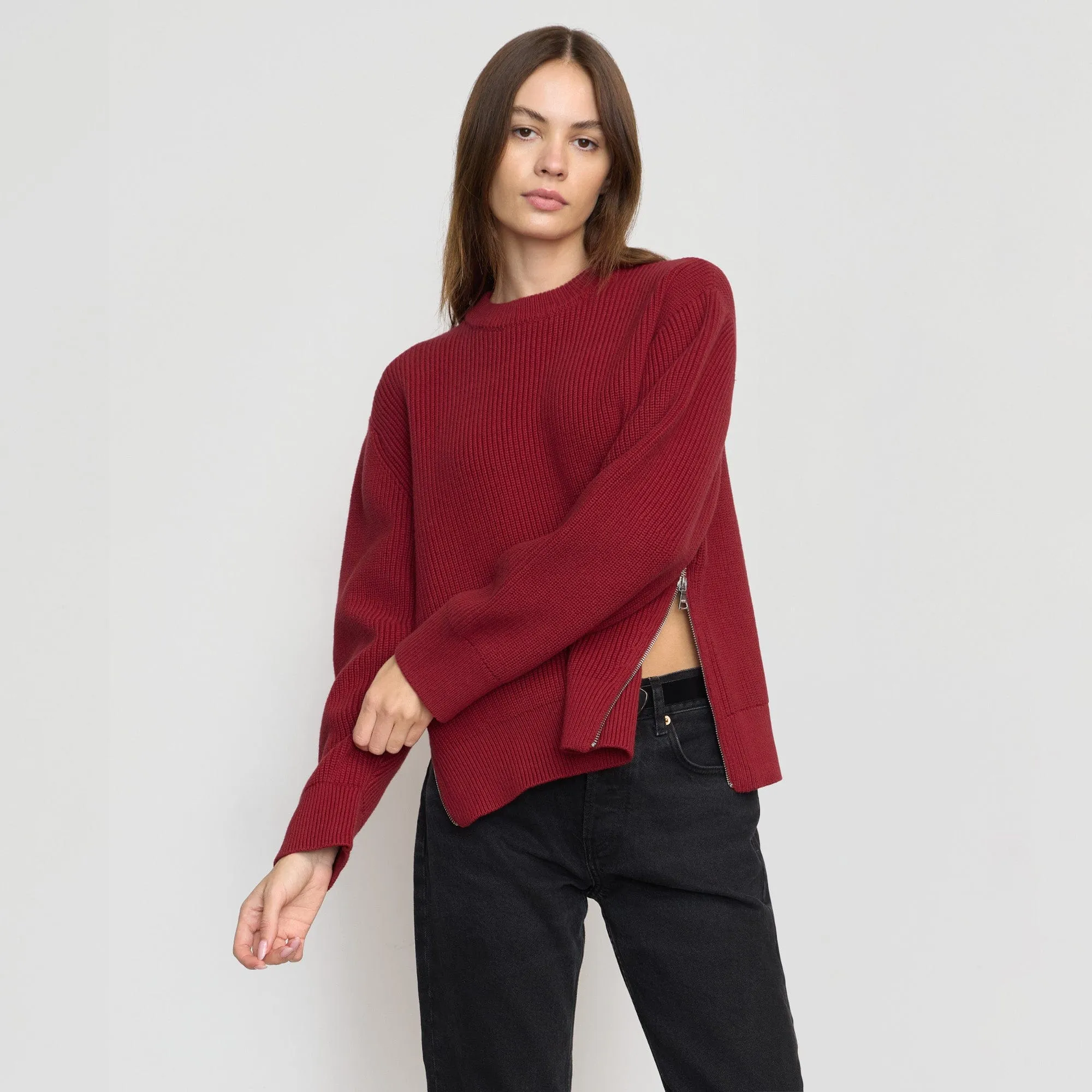Tate Organic Cotton Side-Zip Sweater
