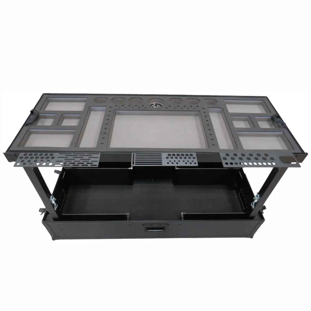 TDN Large Black Tool Cart (Series 2) with Collapsible Legs - Two Drawers | Bracket Bundle