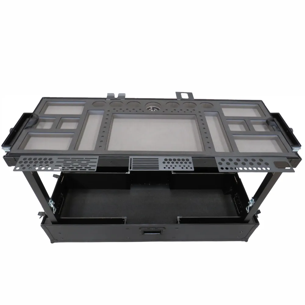 TDN Large Black Tool Cart (Series 2) with Collapsible Legs - Two Drawers | Bracket Bundle