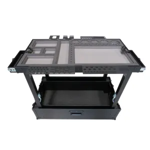 TDN Small Black Tool Cart (Series 2) with Collapsible Legs - Two Drawers | Bracket Bundle