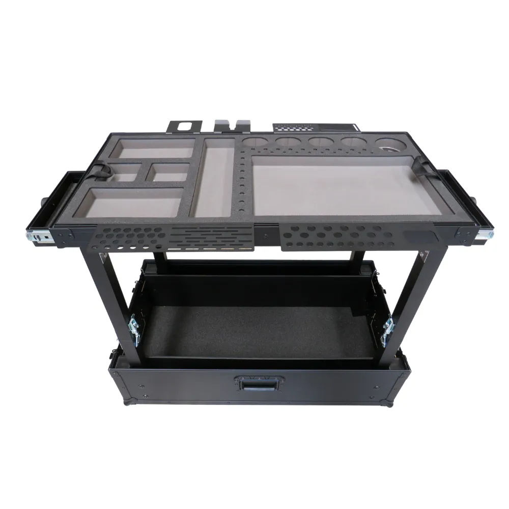 TDN Small Black Tool Cart (Series 2) with Collapsible Legs - Two Drawers | Bracket Bundle