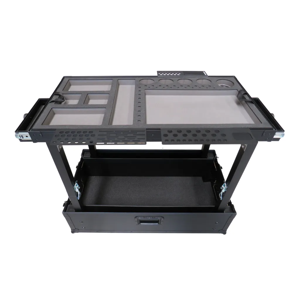 TDN Small Black Tool Cart (Series 2) with Collapsible Legs - Two Drawers | Bracket Bundle