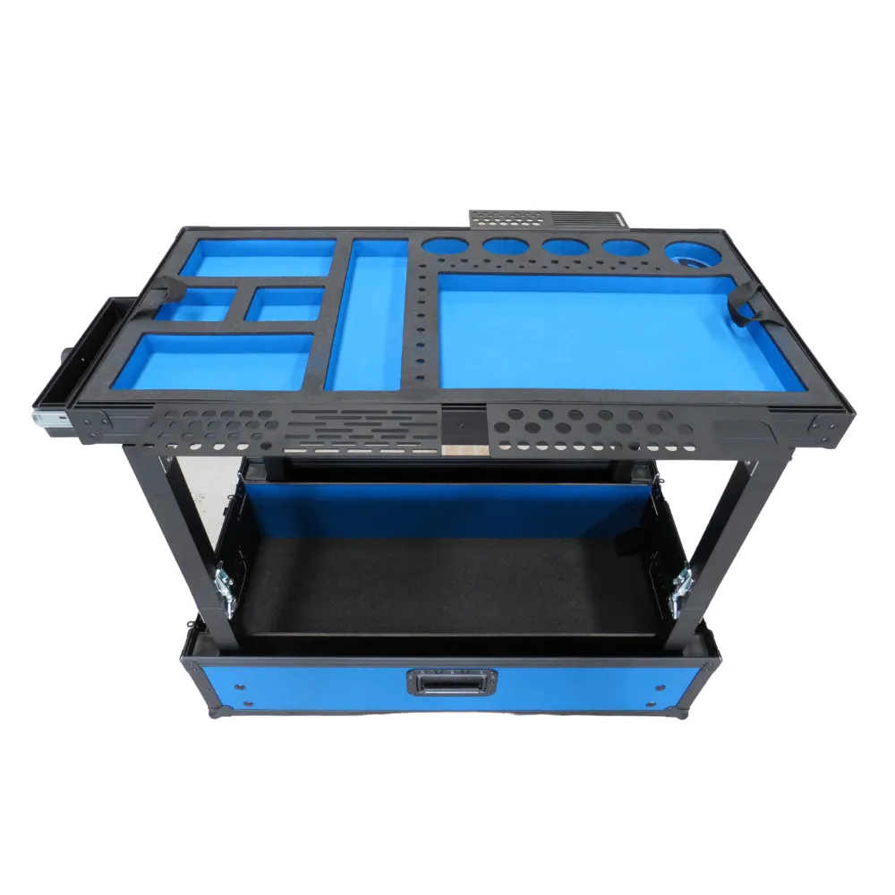 TDN Small Blue Tool Cart (Series 2) with Collapsible Legs - Two Drawers | Bracket Bundle