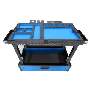 TDN Small Blue Tool Cart (Series 2) with Collapsible Legs - Two Drawers | Bracket Bundle