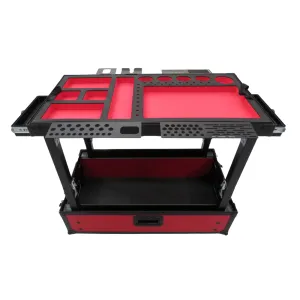 TDN Small Red Tool Cart (Series 2) with Collapsible Legs - Two Drawers | Bracket Bundle
