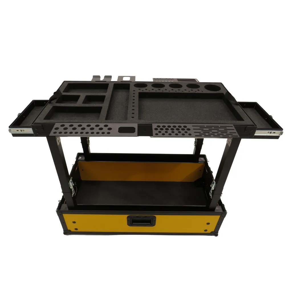 TDN Small Yellow Tool Cart (Series 2) with Collapsible Legs - Two Drawers | Bracket Bundle