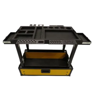 TDN Small Yellow Tool Cart (Series 2) with Collapsible Legs - Two Drawers | Bracket Bundle