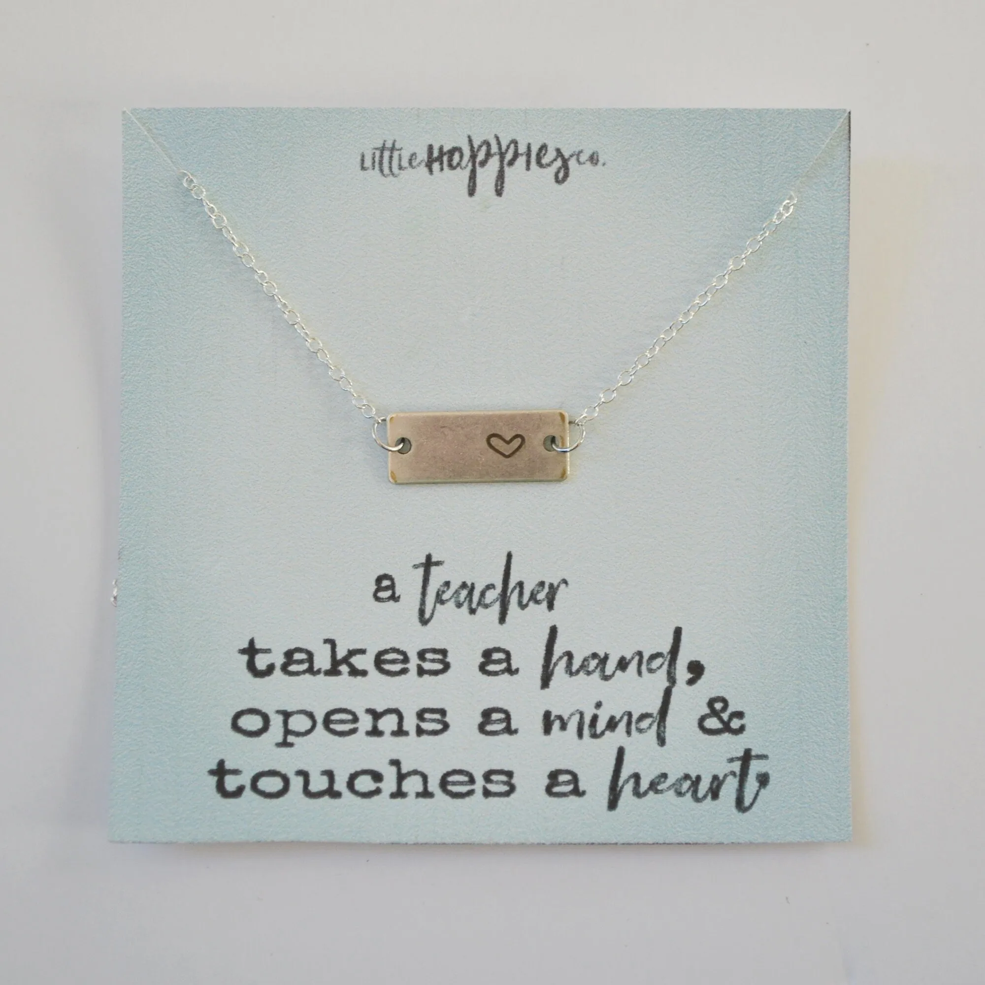 Teacher Thank You Gift, Appreciation Gift, Bar Necklace, Teacher Appreciation Gift, Heart Necklace, Gifts for Her, Teacher Gift Jewelry