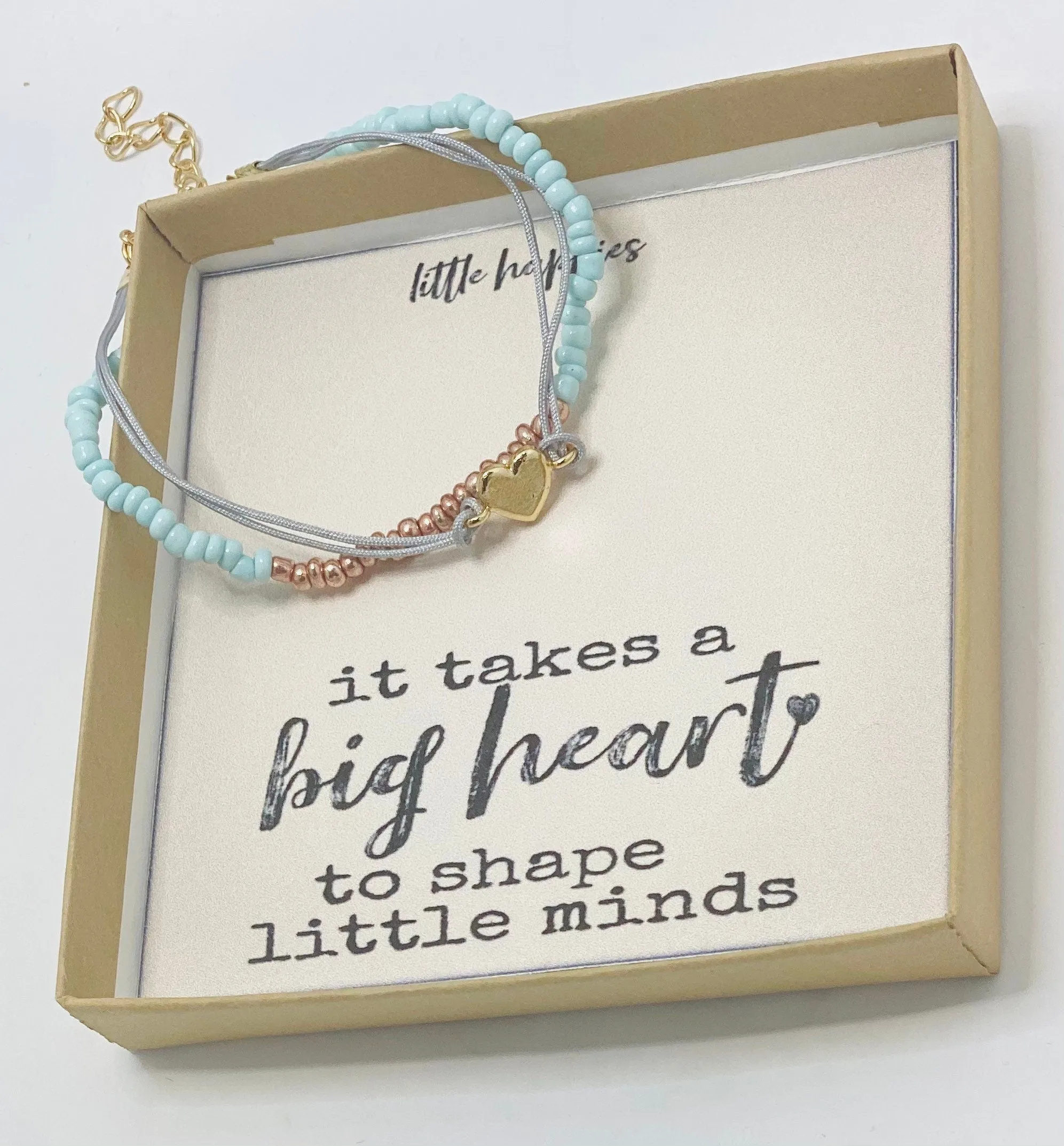 Teaching is a work of heart, Preschool teacher gift, Daycare teacher gift ideas, teacher bracelet, Christmas gift for teacher, unique