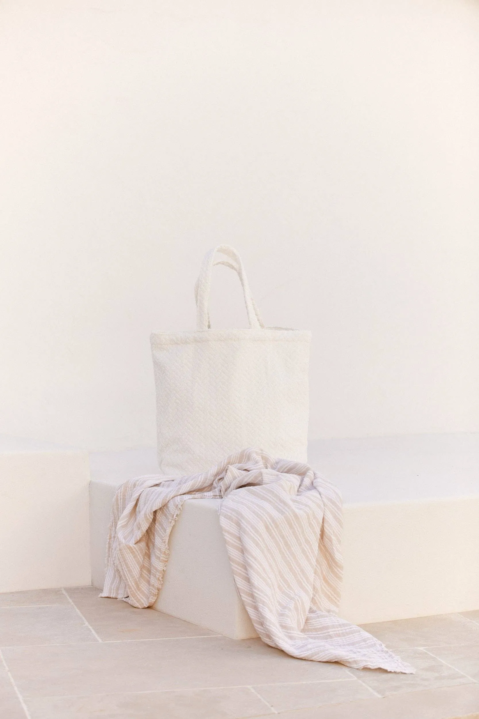 Terry Towelling Tote - Bone