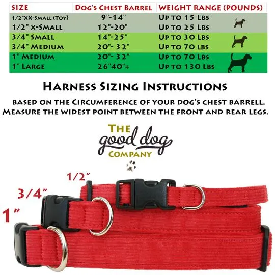 The Good Dog Company Corduroy Hemp Harness in Blue